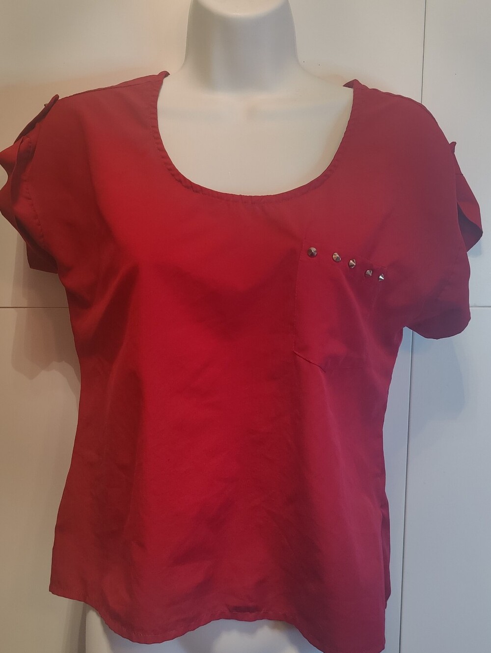 Charlotte Russe Red Studded Pocket Blouse Size S 2010s
